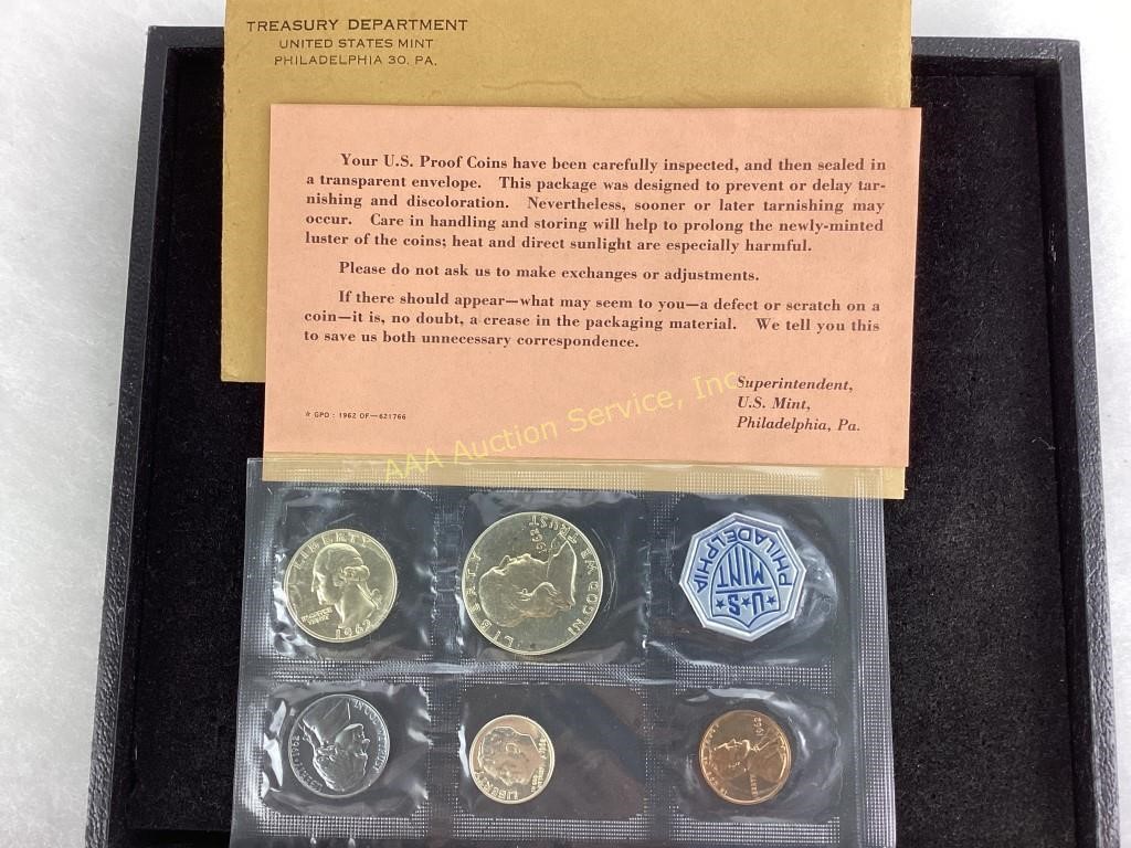 1962 US Philadelphia Mint Proof coin set silver