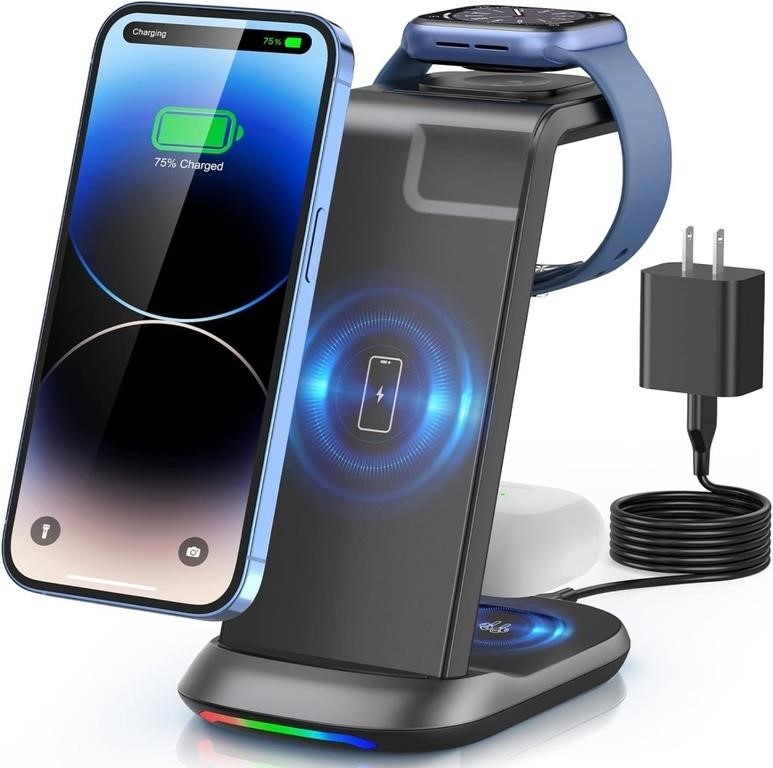 Wireless Charging Station,3 in 1 Fast Charger