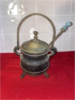 Antique Cast Iron Fire starter cauldron /Pumice