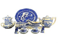 9 Pc. Antique Blue Willow Dishes
