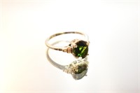 STERLING SILVER CLASSIC DIOPSIDE & DIAMOND RING