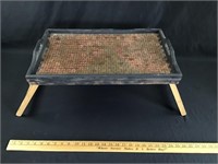 folk art food serving tray full of pennies