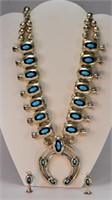 Indian Sterling & Turquoise Squash Blossom Set