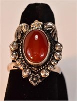 Indian Silver Carnelian Cabochon Ring