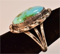 Indian Sterling Turquoise Ring Signed SC