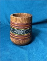 Hand Carved & Painted Wooden Mandaya Art Cup