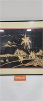 Rice straw framed art