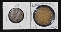 1920 CAD Large & Small Penny Coins