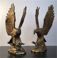 PAIR BRASS EAGLE SCULPTURES