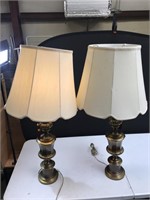 Pair of Large 3 way Brass Lamps