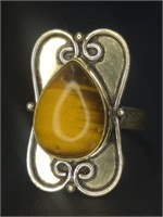 925 stamped tiger's eye ring size 8.25