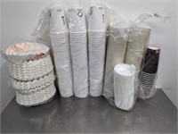 LOT OF COFFEE CUPS, LIDS AND FILTERS