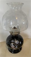 Black oil lamp 7" tall, shade 7"
