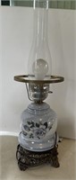 Electric blue lamp, 12" tall, 12" chimney