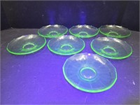 6  Uranium Glass  5 1/2" Bowls