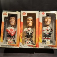 3 x Team Canada Bobble Head Figures