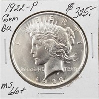 1922-P Silver Peace Dollar Coin BU