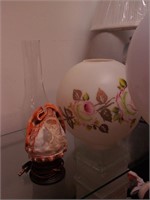 Vintage lamp globe painted with pink