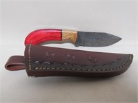 Damascus Fixed Blade Knife w/2 Tone Wood Handle
