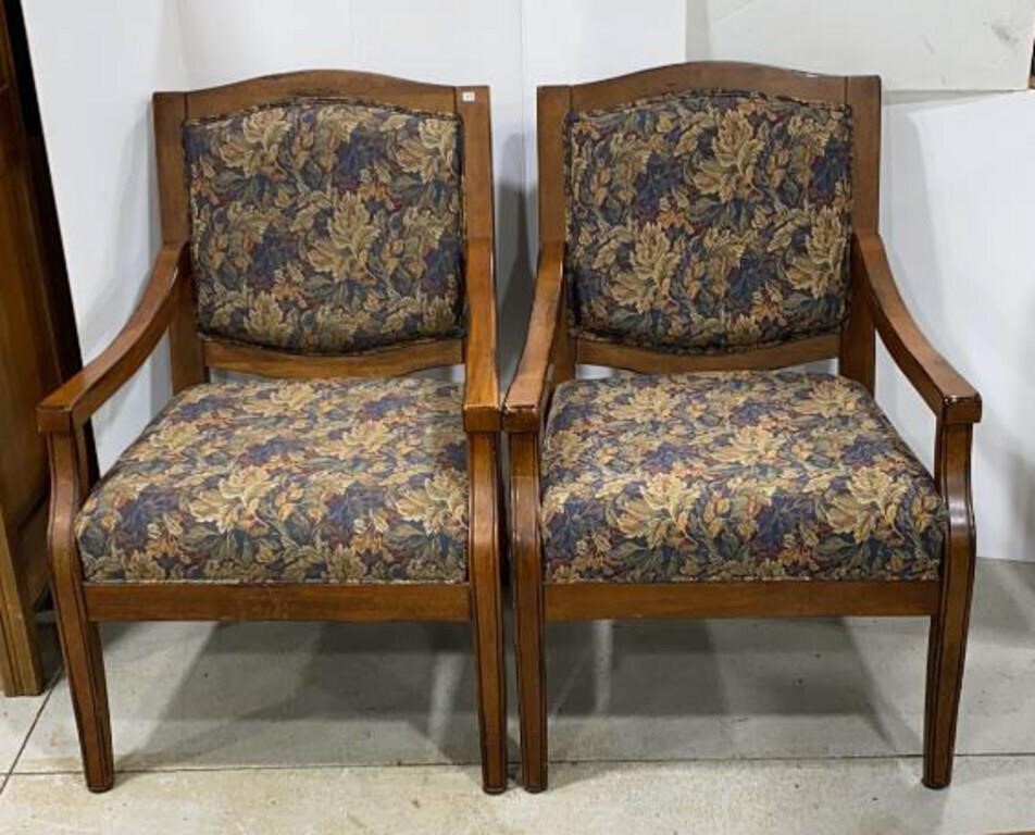 Heavy Wood Framed Library Chairs