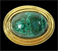 Sterling silver gold wash bezel set green agate