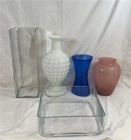 5 Ornate Vases-Cobalt, etc