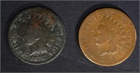 1868 & 71 INDIAN CENTS, GOOD