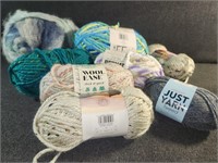 Assortment of yarn in various textures and colors
