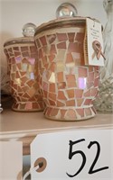 (2) Mosaic Glass Candle Jars