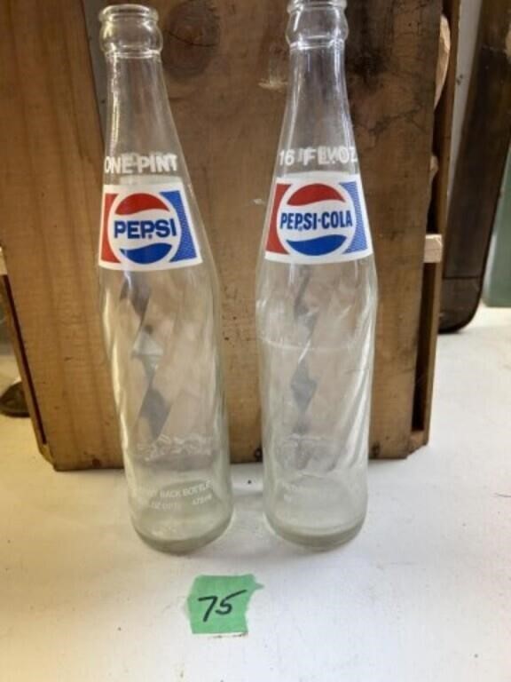2 - 16oz Pepsi-Cola bottle
