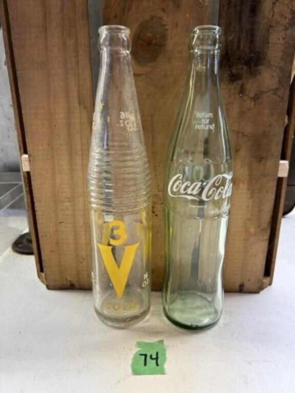1 - 16oz Coca-Cola & 1 - 16oz 3V Cola bottle
