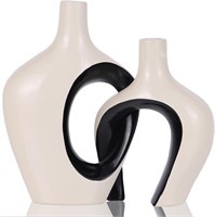 Set of 2 Snuggle Vase (White and Black)