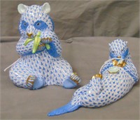 (2) Herend Porcelain Figurines - Panda and Otter.