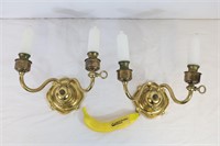 Pr. Vintage B & H Brass Candle Wall Sconces