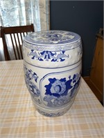 Large Blue Decorative Ceramic Barrel