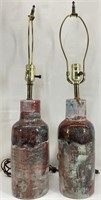 Pair Drip Glaze Pottery Lamps