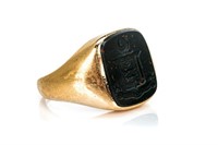 ANTIQUE 14K GOLD AND BLOODSTONE SIGNET RING, 9.1g