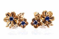 PAIR OF 14K GOLD AND BLUE TOPAZ EARRINGS, 8.3g