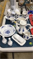 Ironstone blue and white s&p pitcher butter mugs