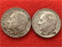 1952-D & 1953 Roosevelt Silver Dimes