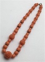 Carved Beaded Costume Necklace