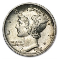 1916 Semi Key Date AU/BU Mercury Dime