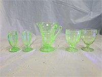 Vintage Green Vaseline Glassware