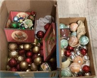 Two boxes of ornaments - some are vintage, some