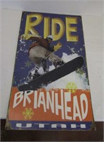 14" x 24" Metal Snowboarding Sign