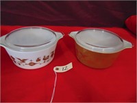 2 Pyrex Early American 1 1/2 Qu Covered Casseroles