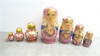 2 Russian Nesting Dolls -Soft Tones