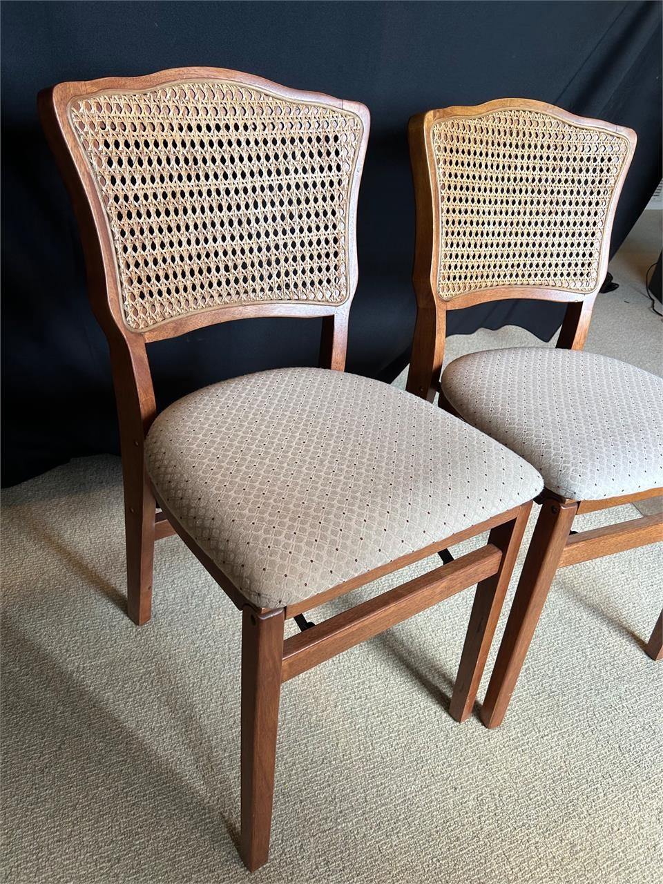 Cane Back Fabric Cushioned Chairs