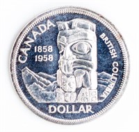 Coin 1958 Canadian Totem Pole $1 Silver BU