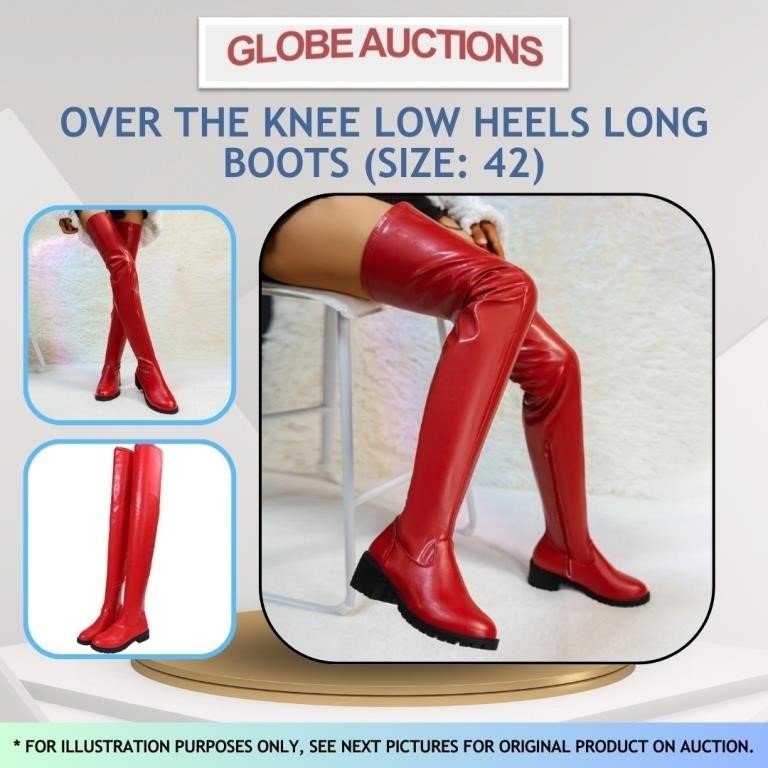 OVER THE KNEE LOW HEELS LONG BOOTS (SIZE: 42)